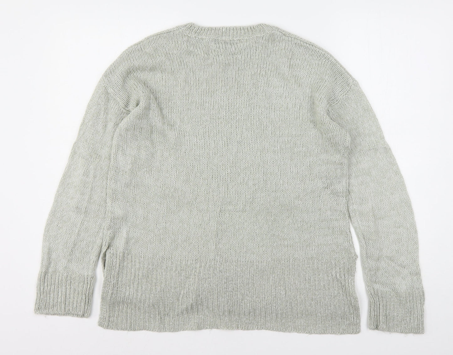 New Look Womens Grey Round Neck  Acrylic Pullover Jumper Size M