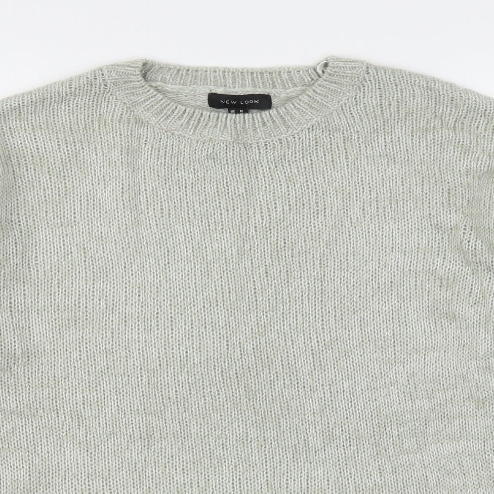 New Look Womens Grey Round Neck  Acrylic Pullover Jumper Size M