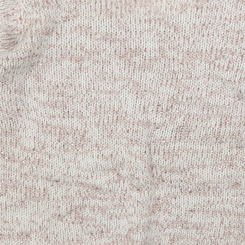 Debenhams Womens Beige Round Neck  Acrylic Pullover Jumper Size 14