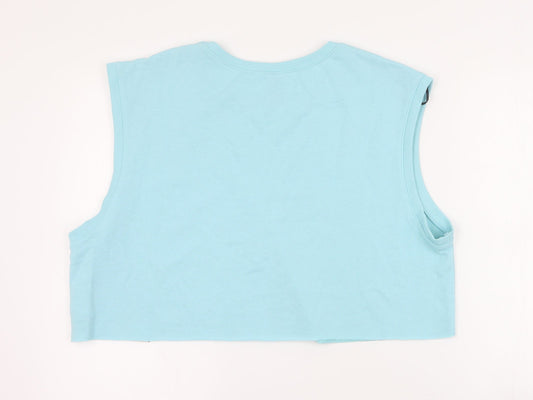 H&M Womens Blue  Cotton Pullover Sweatshirt Size L  Pullover - Cropped