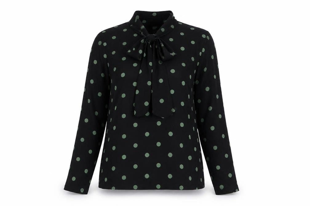 Marks and Spencer Womens Black Collared Polka Dot Viscose Pullover Jumper Size 12