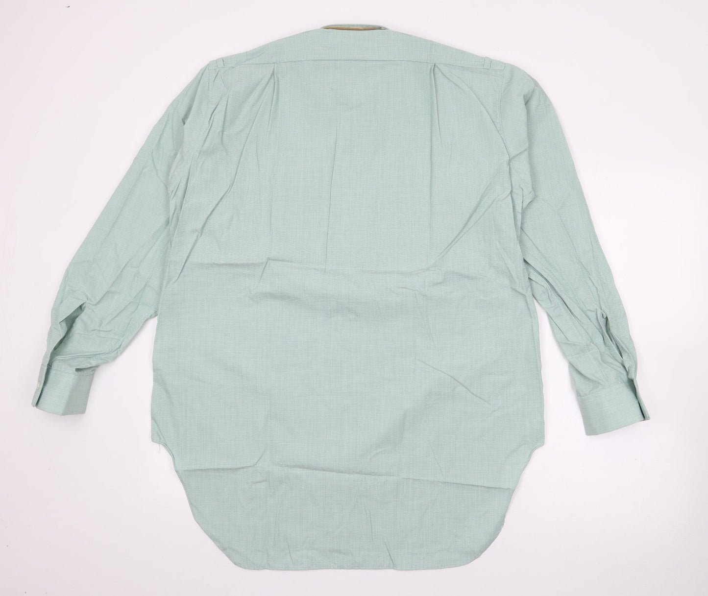 Mark Caine Mens Green  Polyester  Button-Up Size 15.5 Collared Button