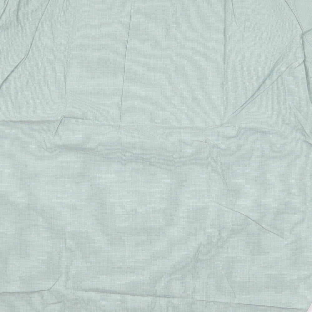 Mark Caine Mens Green  Polyester  Button-Up Size 15.5 Collared Button