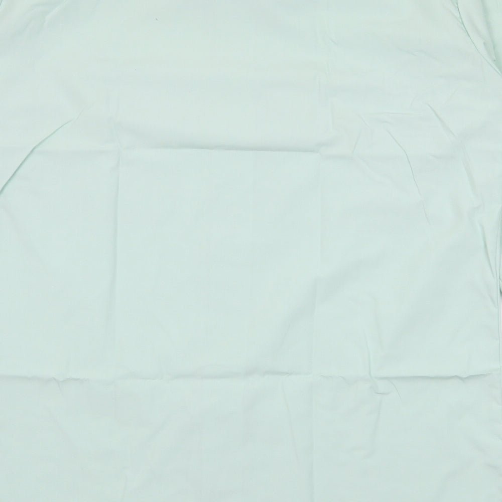 Preworn Mens Green  Polyester  Button-Up Size 16 Collared Button