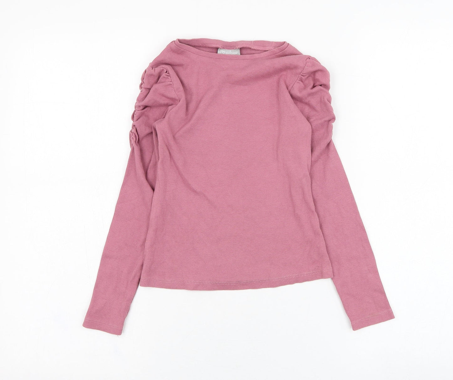 Matalan Girls Pink  Cotton Basic T-Shirt Size 8 Years Round Neck Pullover