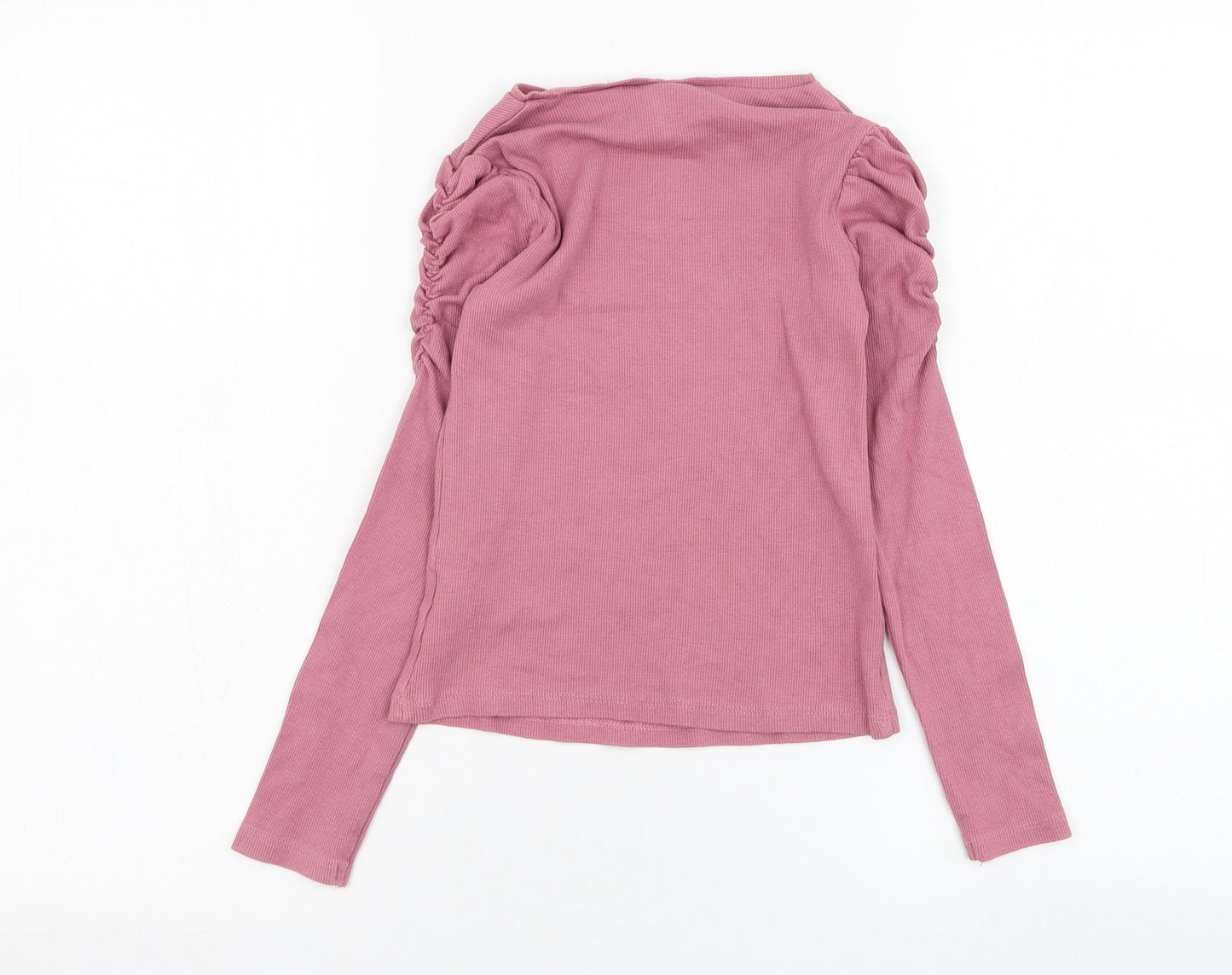 Matalan Girls Pink  Cotton Basic T-Shirt Size 8 Years Round Neck Pullover