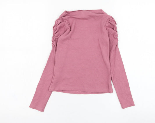 Matalan Girls Pink  Cotton Basic T-Shirt Size 8 Years Round Neck Pullover