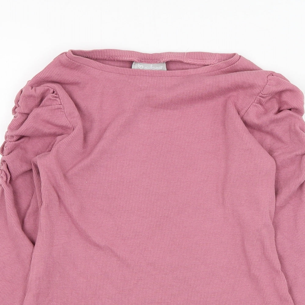 Matalan Girls Pink  Cotton Basic T-Shirt Size 8 Years Round Neck Pullover