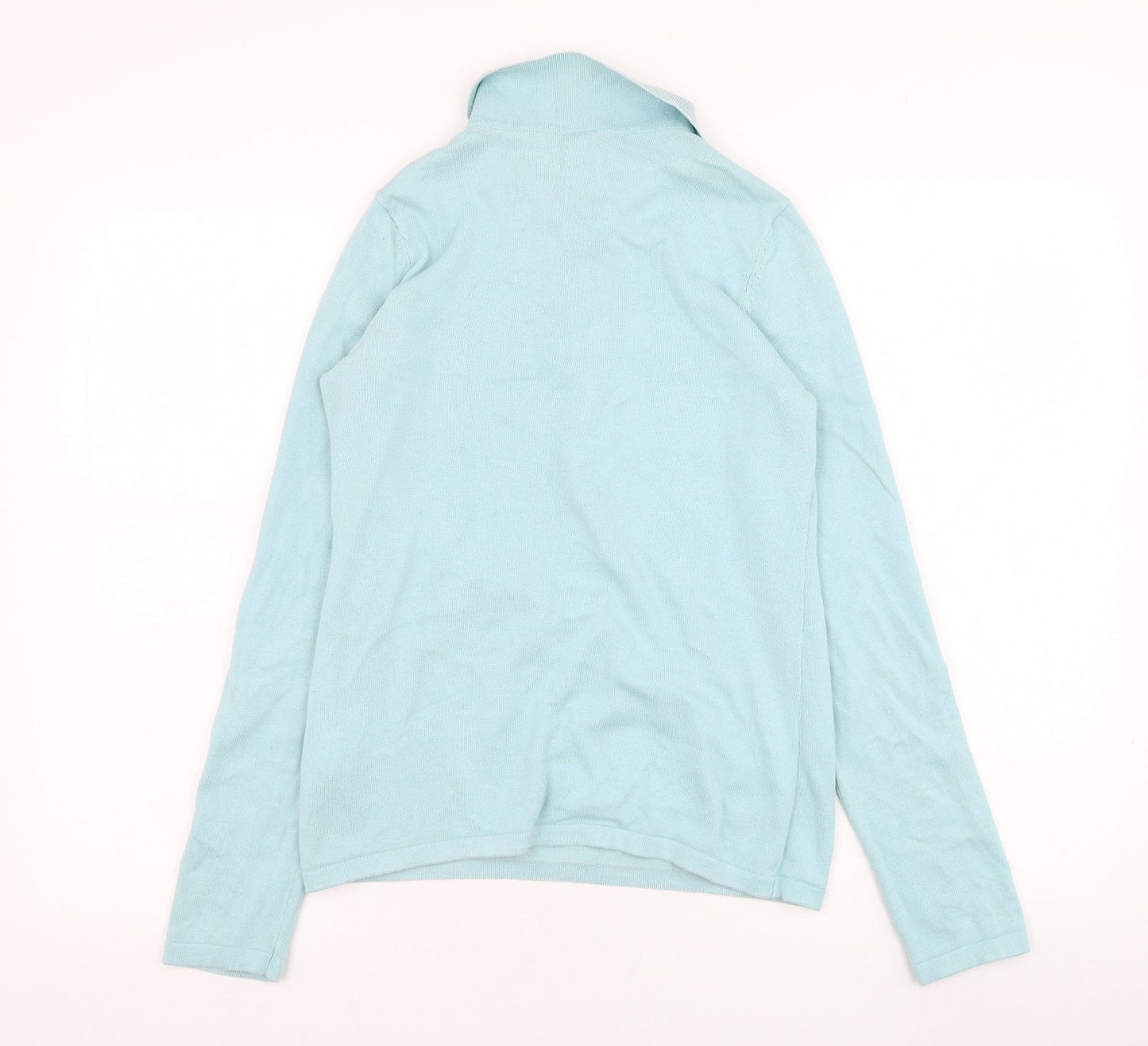 B.C. Womens Blue Collared  Cotton Pullover Jumper Size 12