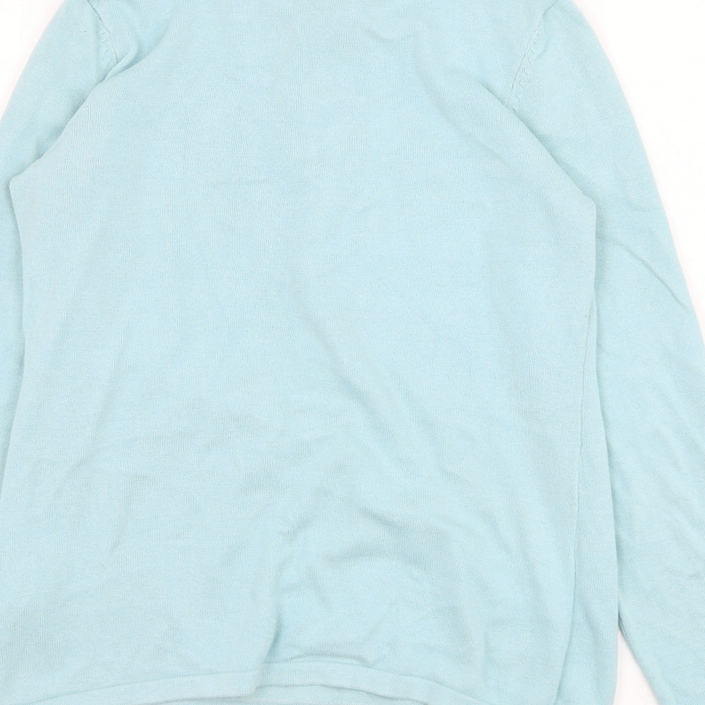 B.C. Womens Blue Collared  Cotton Pullover Jumper Size 12