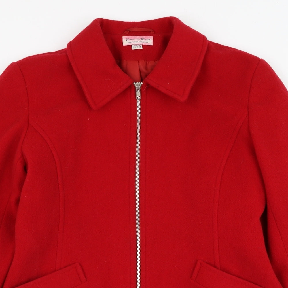 Charlotte Halton Womens Red   Overcoat Coat Size 10  Zip