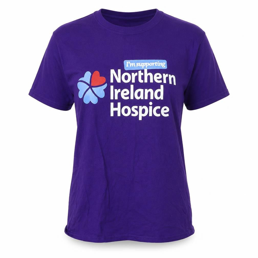 Northern Island Hospice Womens Purple  Cotton Basic T-Shirt Size L Round Neck