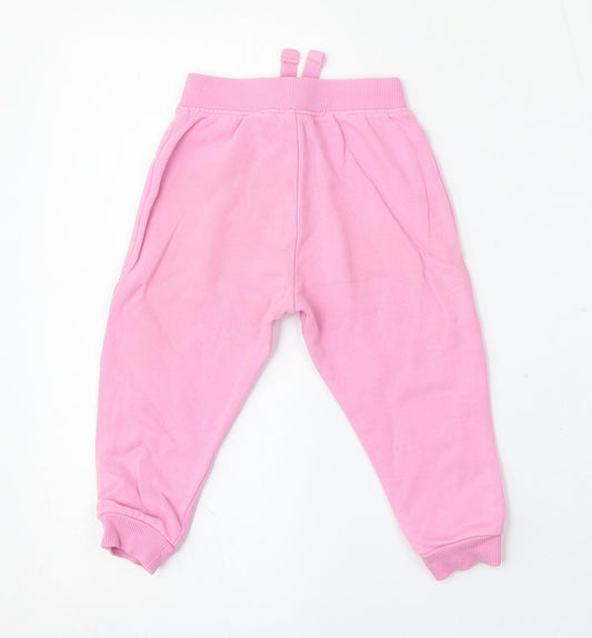 Dunnes Stores Girls Pink  Cotton Jogger Trousers Size 18 Months