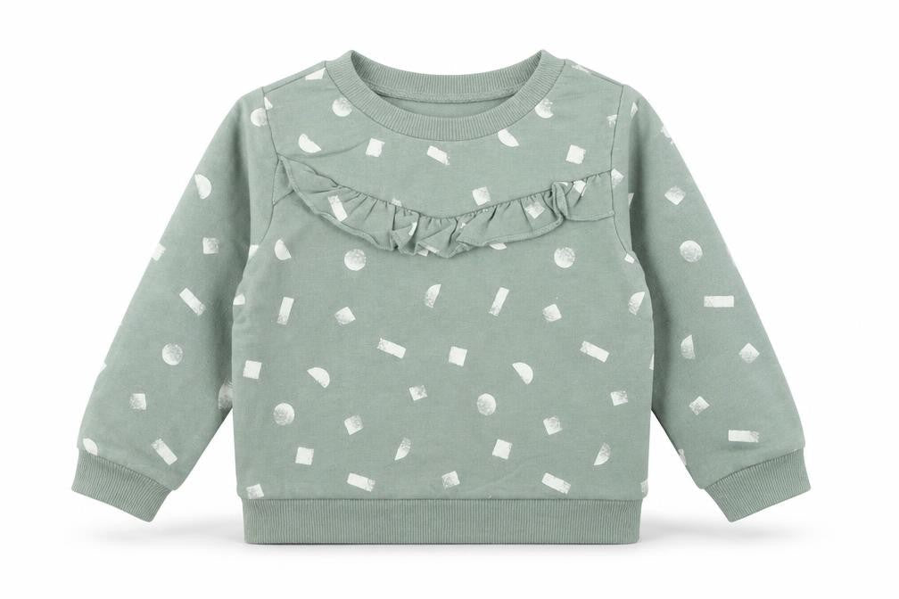PL: Baby Girls Green Geometric Cotton Pullover Jumper Size 24 Months
