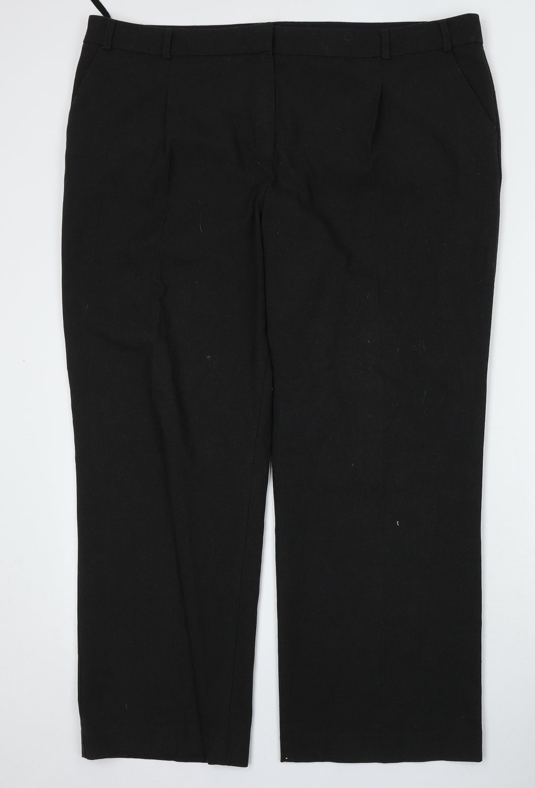 Marks and Spencer Womens Black  Polyester Trousers  Size 44 L28 in Regular Button