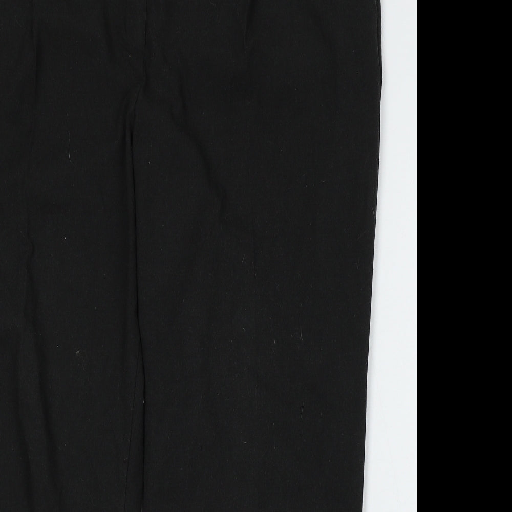 Marks and Spencer Womens Black  Polyester Trousers  Size 44 L28 in Regular Button