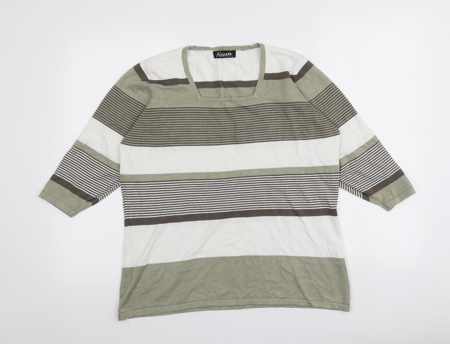 Alexara Womens Multicoloured Square Neck Striped Viscose Pullover Jumper Size XL