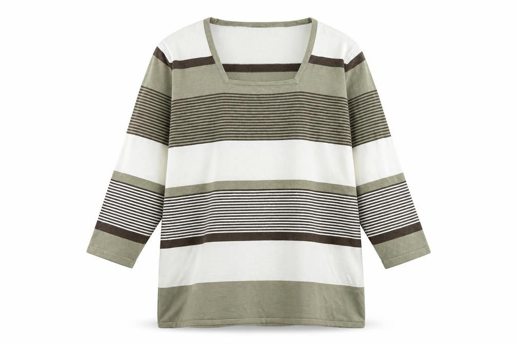 Alexara Womens Multicoloured Square Neck Striped Viscose Pullover Jumper Size XL