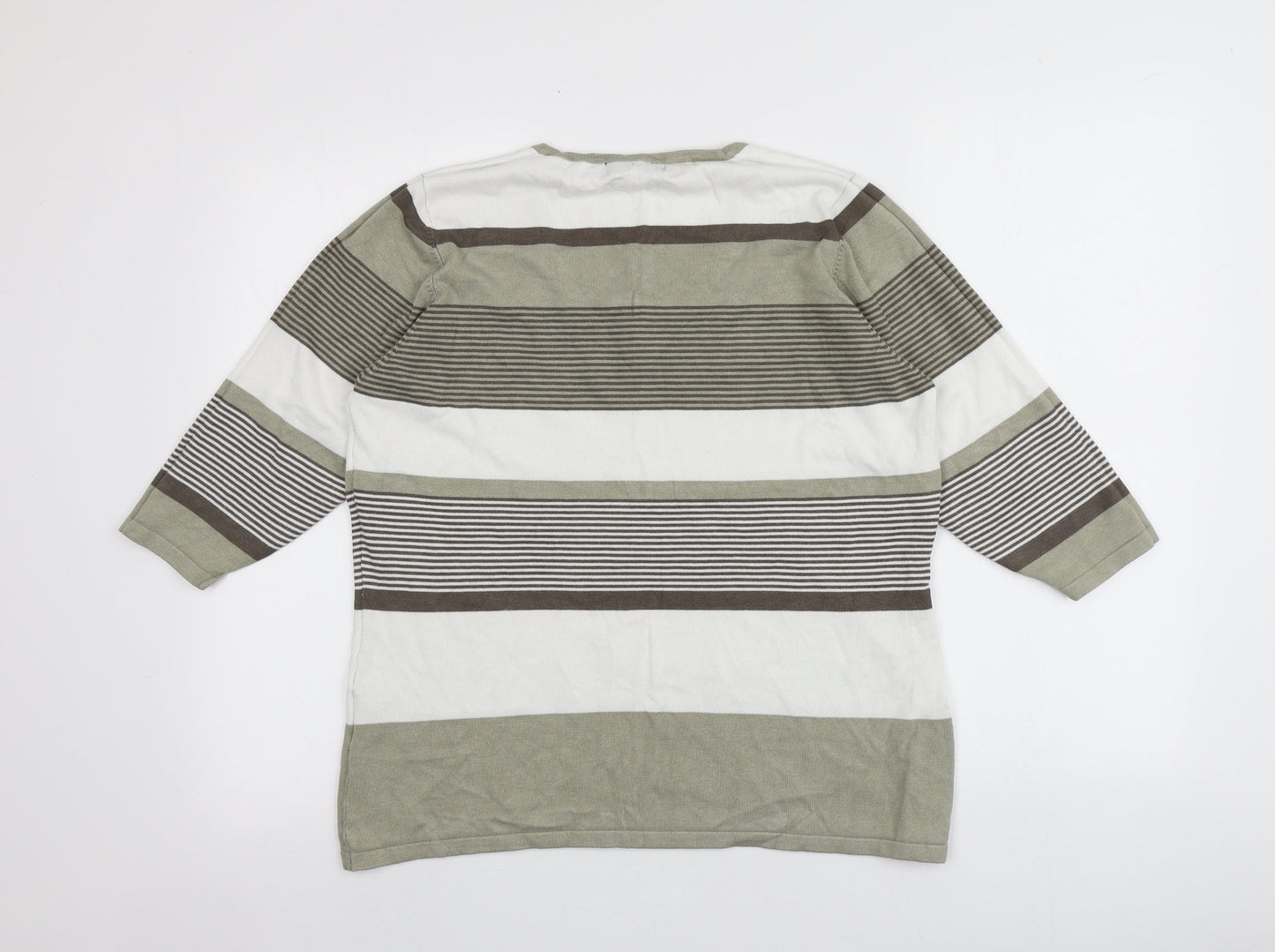 Alexara Womens Multicoloured Square Neck Striped Viscose Pullover Jumper Size XL