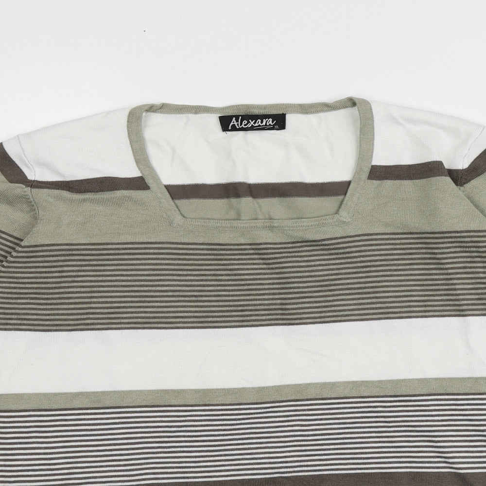 Alexara Womens Multicoloured Square Neck Striped Viscose Pullover Jumper Size XL