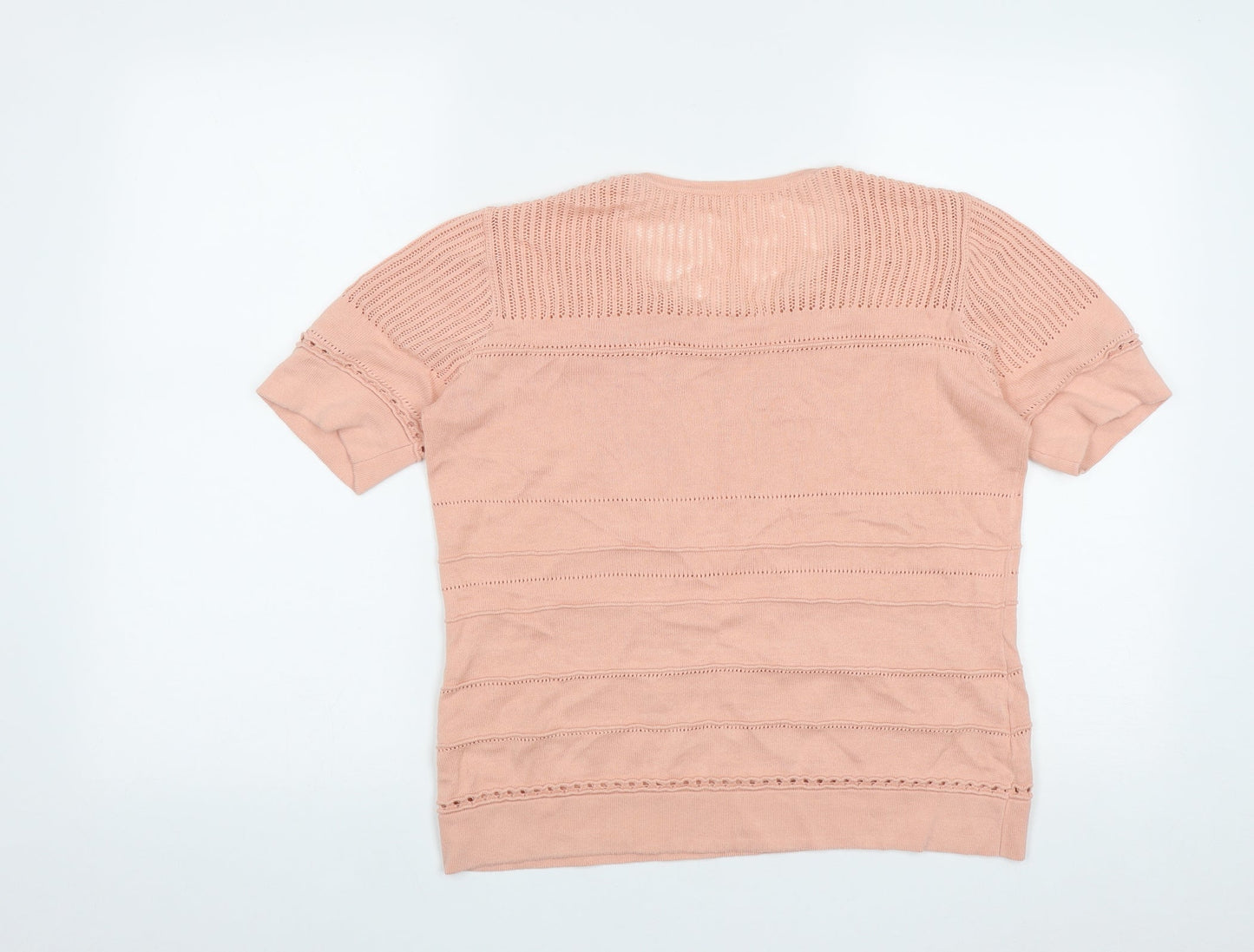 Preworn Womens Pink Geometric Cotton Basic T-Shirt Size M Round Neck
