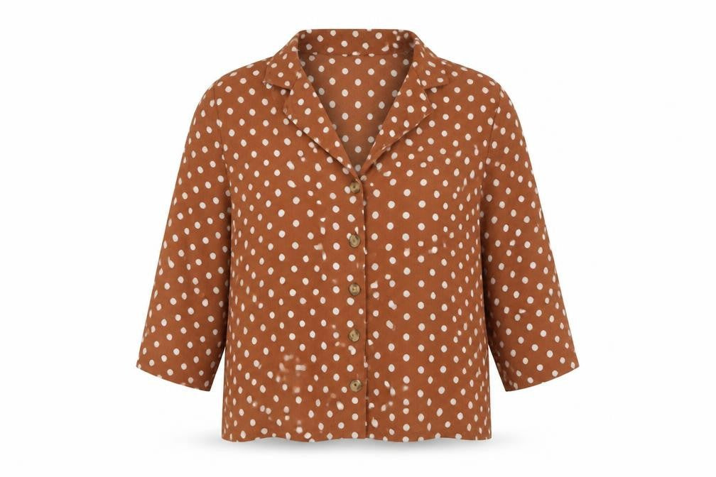 Only Womens Brown Round Neck Polka Dot Polyester Cardigan Jumper Size 38