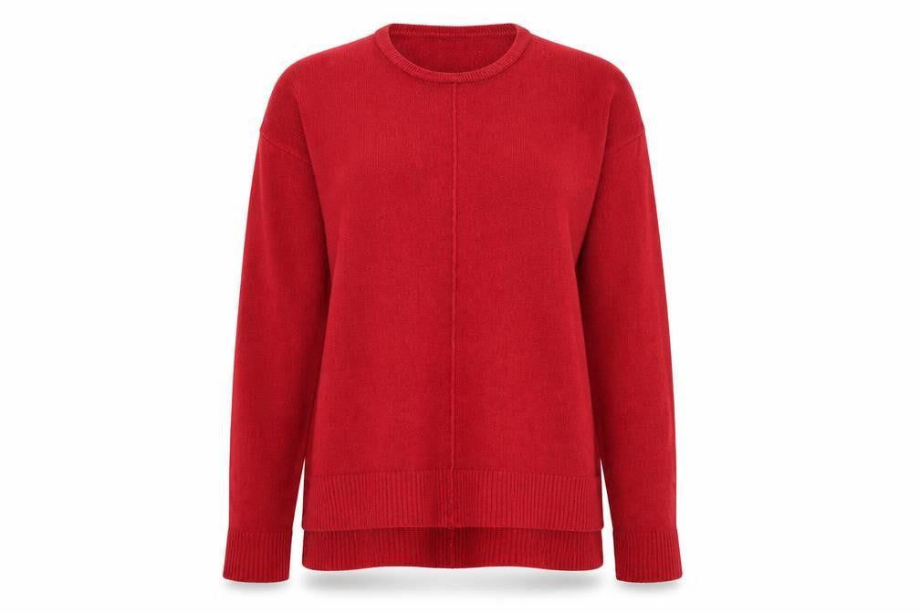Select Womens Red Crew Neck  Acrylic Pullover Jumper Size 14