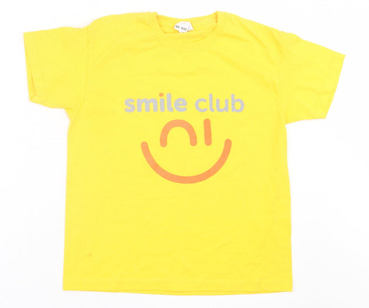 Fruit of the Loom Boys Yellow  Cotton Basic T-Shirt Size 7-8 Years Crew Neck Pullover