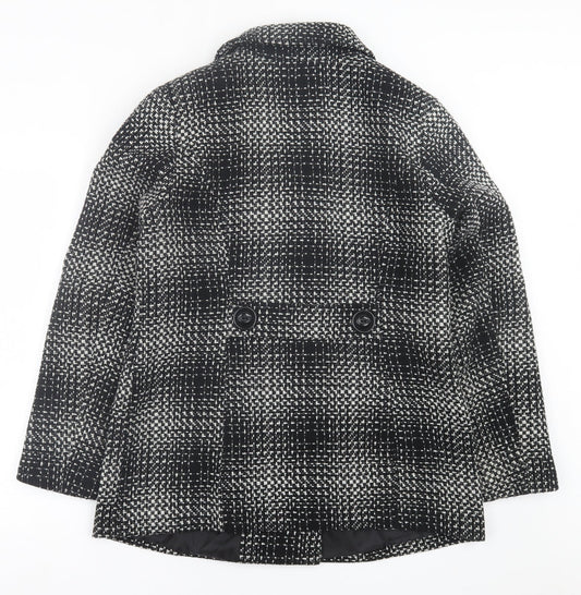 Classic Womens Black Plaid  Jacket  Size 12  Button