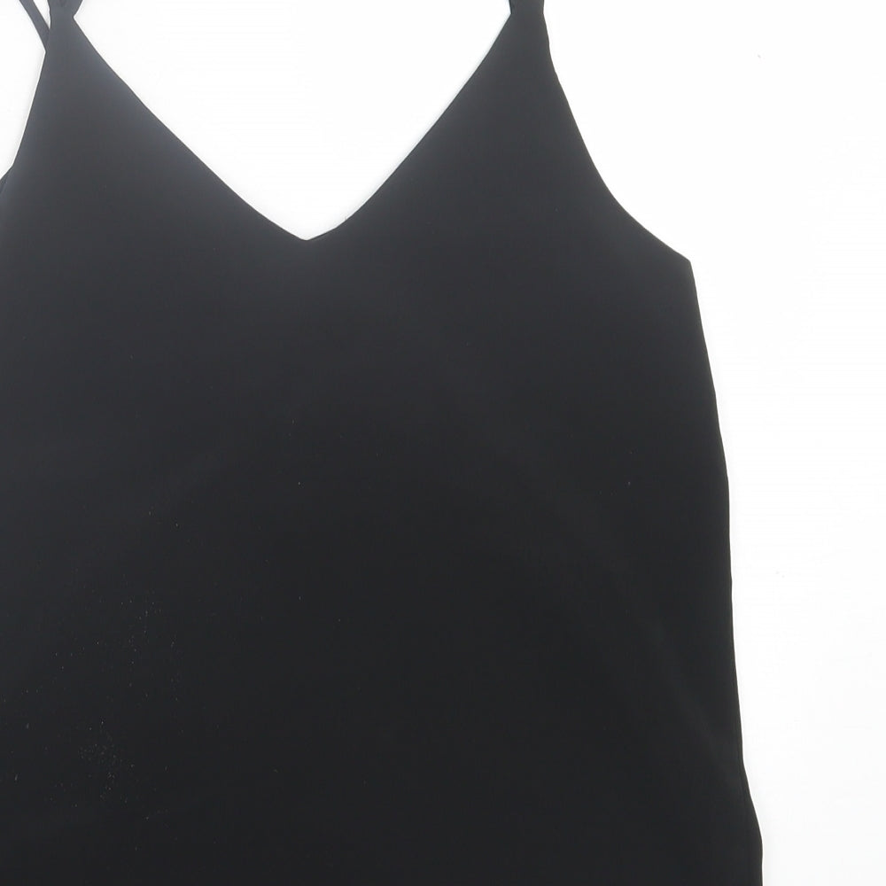 New Look Womens Black  Polyester Basic Tank Size 8 V-Neck