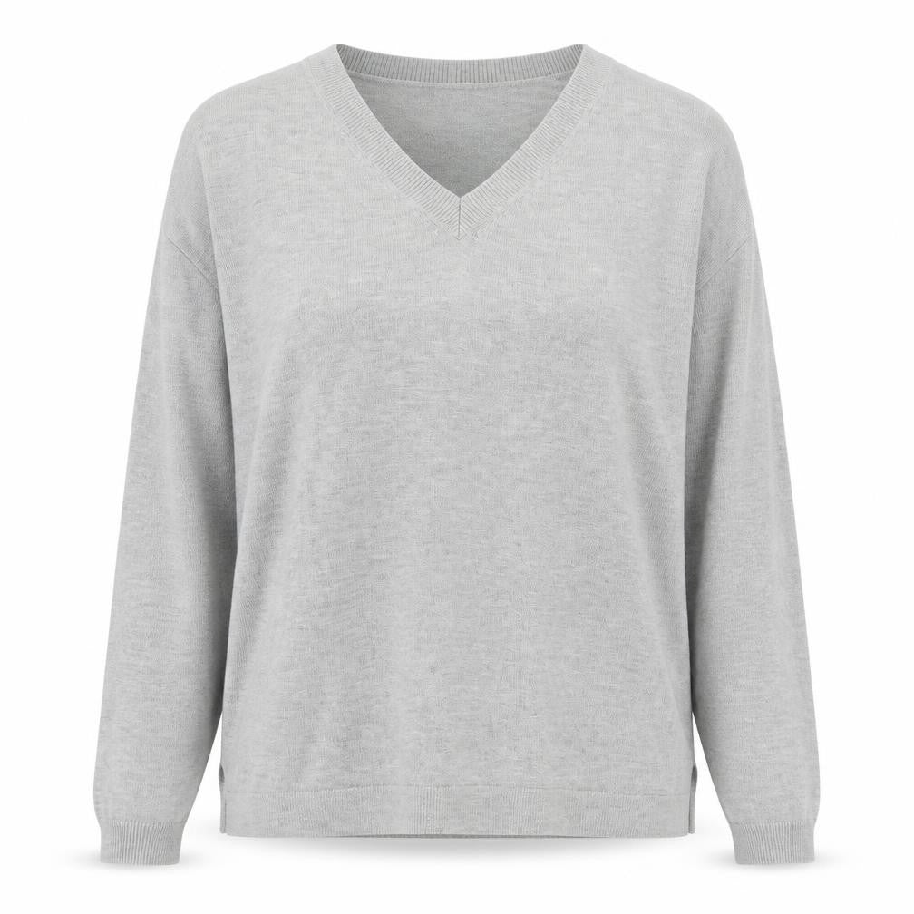 Marks and Spencer Womens Grey V-Neck  Acrylic Pullover Jumper Size M