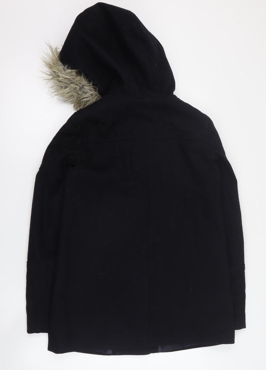 New Look Womens Black   Overcoat Coat Size 8  Zip
