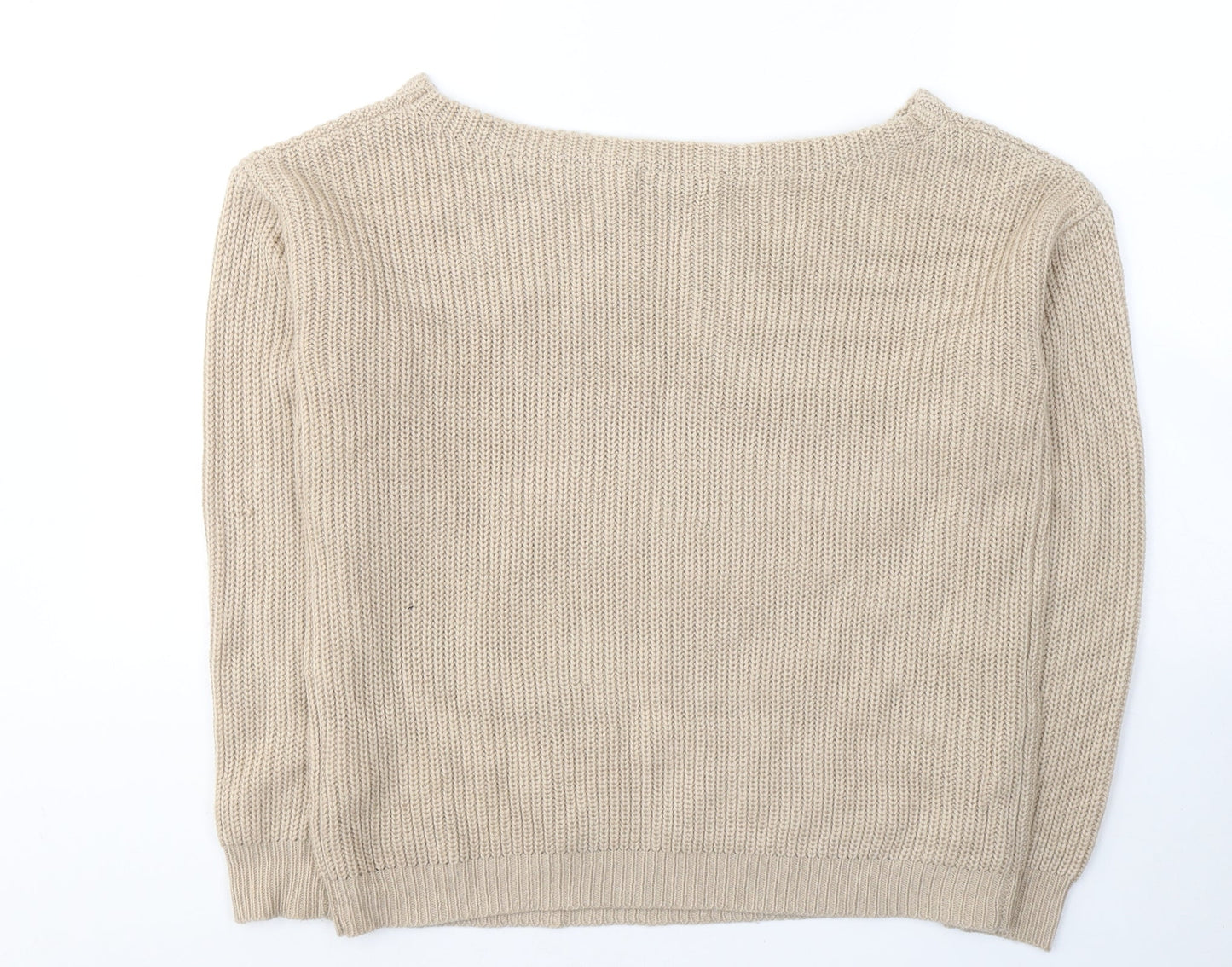 Missguided Womens Beige Boat Neck  Acrylic Pullover Jumper Size S