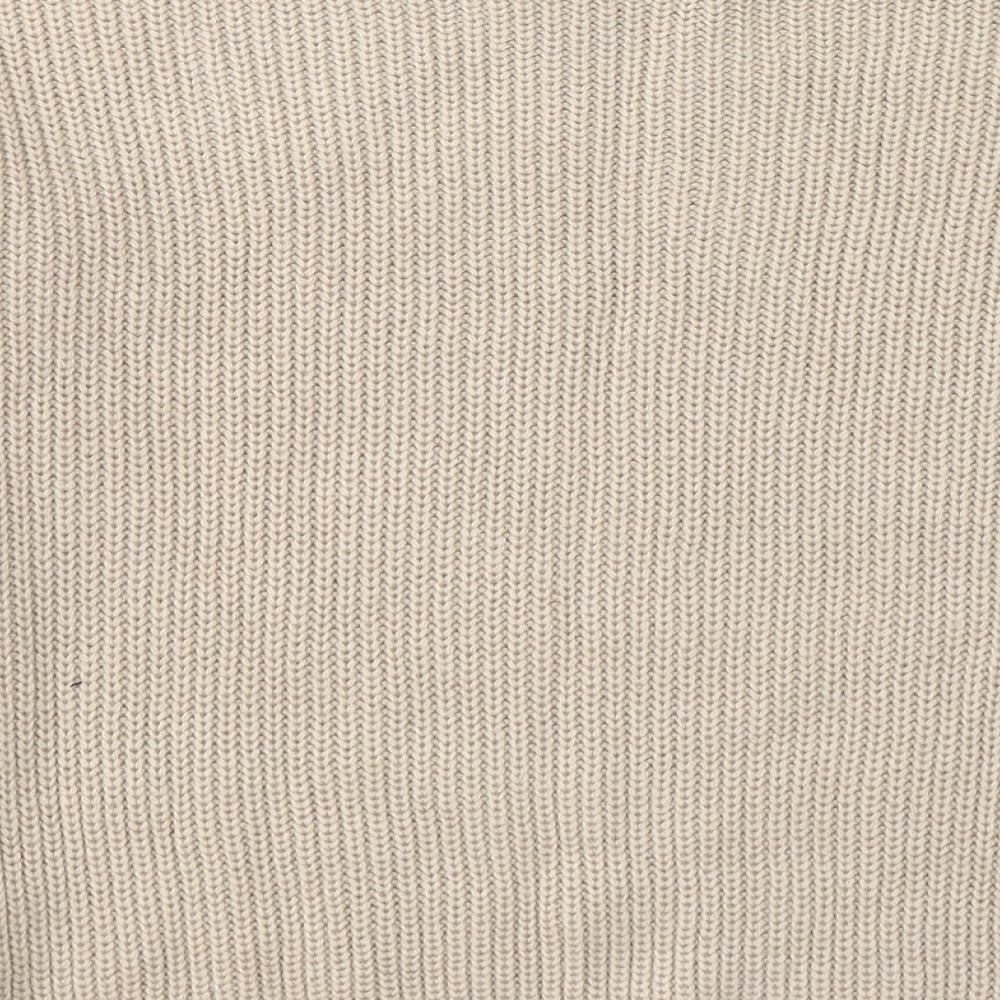 Missguided Womens Beige Boat Neck  Acrylic Pullover Jumper Size S