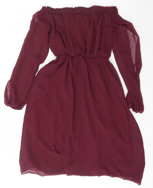 Atmosphere Womens Purple  Polyester Fit & Flare  Size 4  Off the Shoulder Pullover