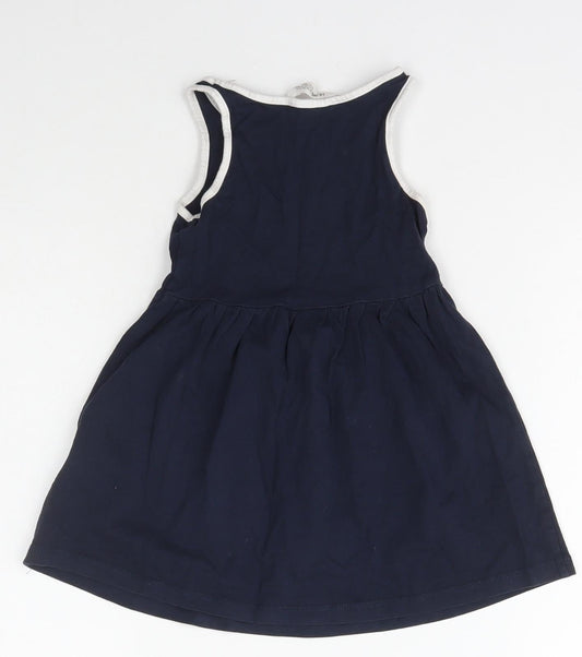 H&M Girls Blue  Cotton A-Line  Size 2 Years  Scoop Neck Pullover - Unicorn