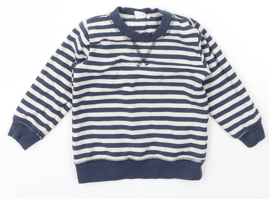 name it Boys Blue Striped Cotton Pullover Jumper Size 9-12 Months  Pullover