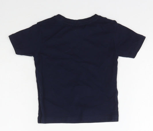 JHK Boys Blue Geometric Cotton Basic T-Shirt Size 2 Years Crew Neck Pullover