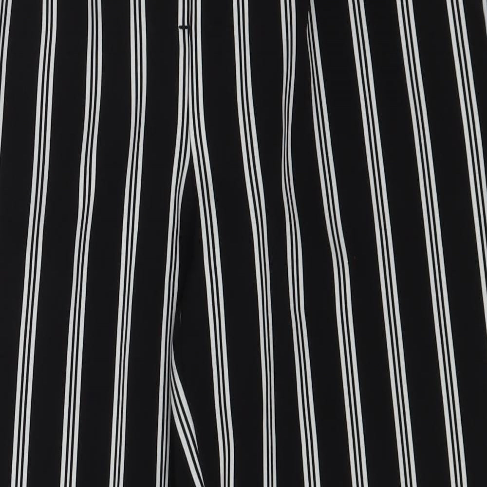 New Look Womens Black Striped Polyester Carrot Trousers Size 6 L26 in Regular Button