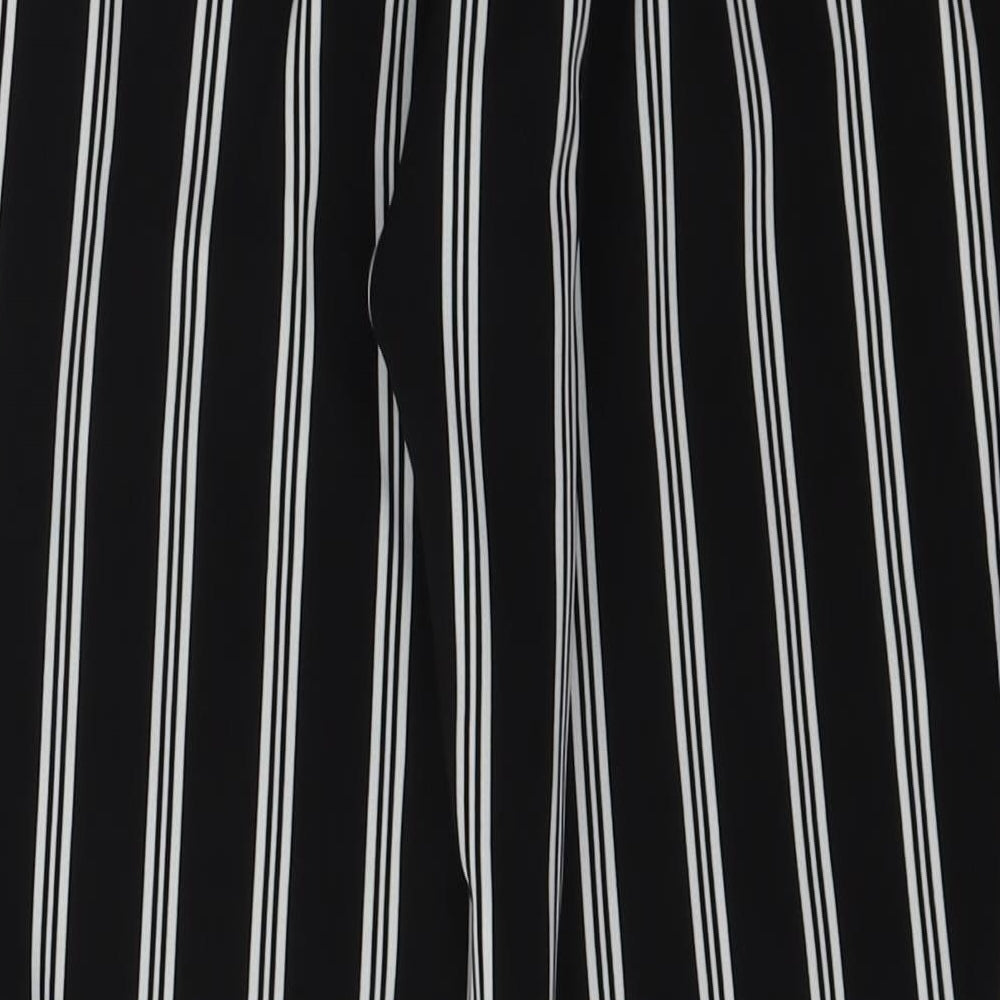 New Look Womens Black Striped Polyester Carrot Trousers Size 6 L26 in Regular Button