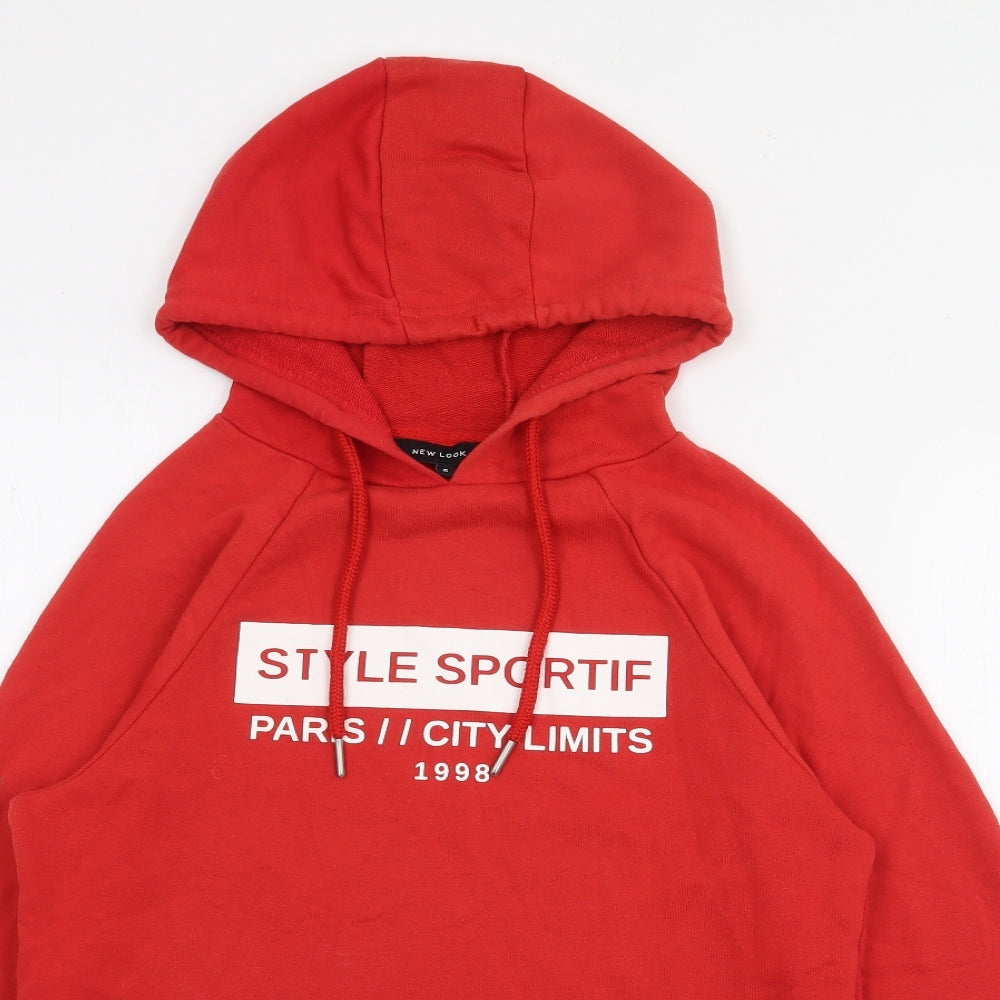New Look Womens Red  Cotton Pullover Hoodie Size 6