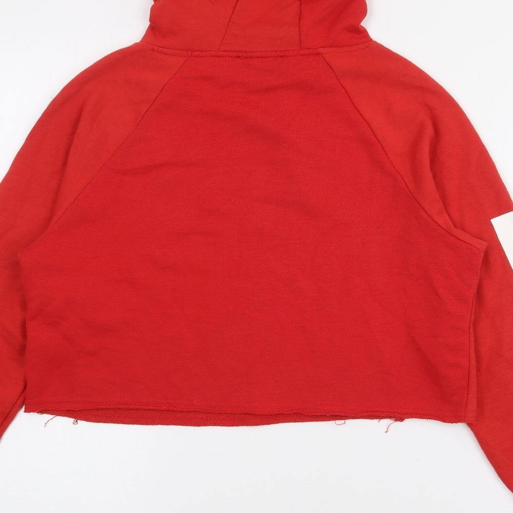 New Look Womens Red  Cotton Pullover Hoodie Size 6
