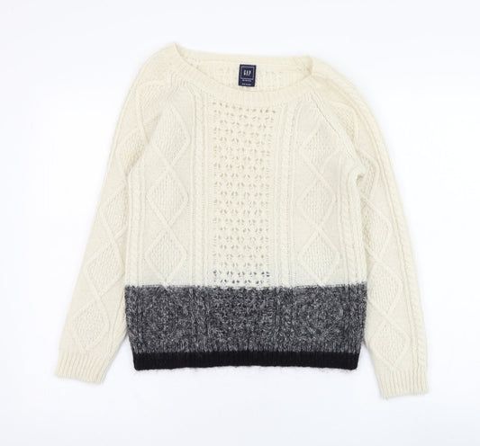 Gap Womens Ivory Round Neck  Nylon Pullover Jumper Size XS