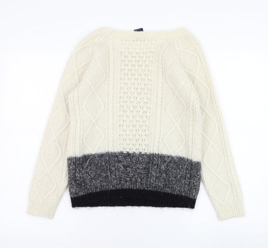 Gap Womens Ivory Round Neck  Nylon Pullover Jumper Size XS