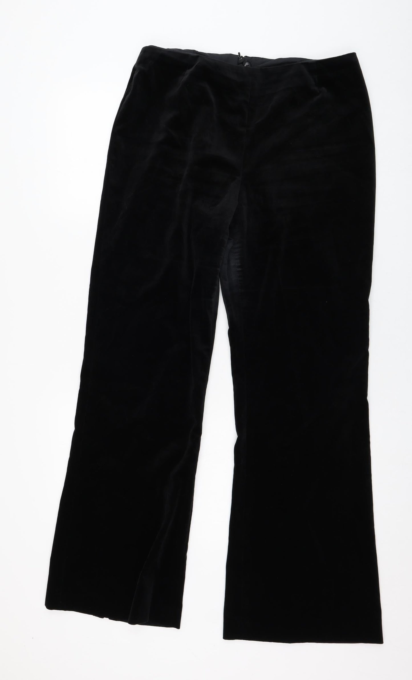NEXT Womens Black  Cotton Trousers  Size 14 L29 in Regular Zip