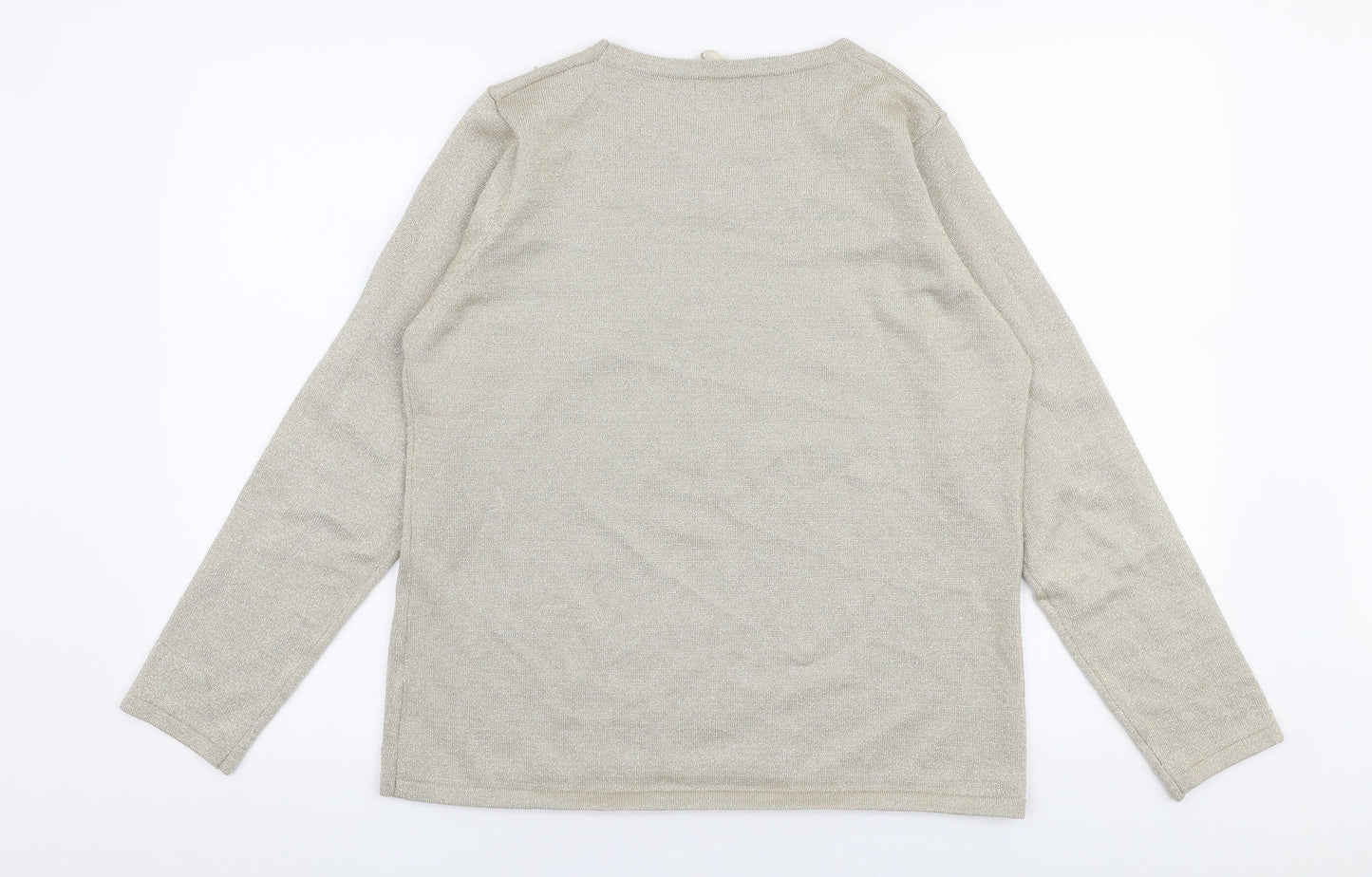 BM Collection Womens Gold Round Neck  Acrylic Pullover Jumper Size M