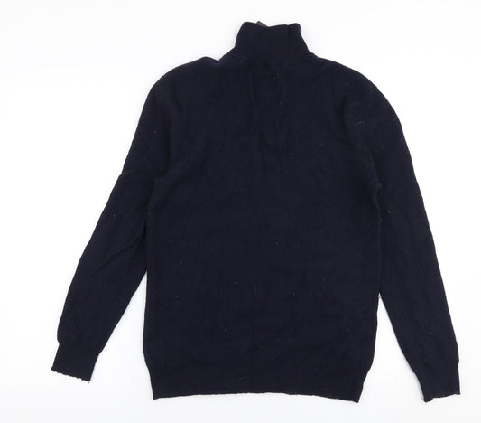 Hammond & Co Mens Blue High Neck  Wool Pullover Jumper Size S