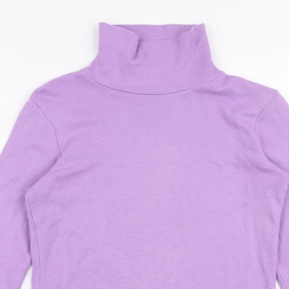 Afibel Womens Purple  Polyester Jersey T-Shirt Size 12 High Neck