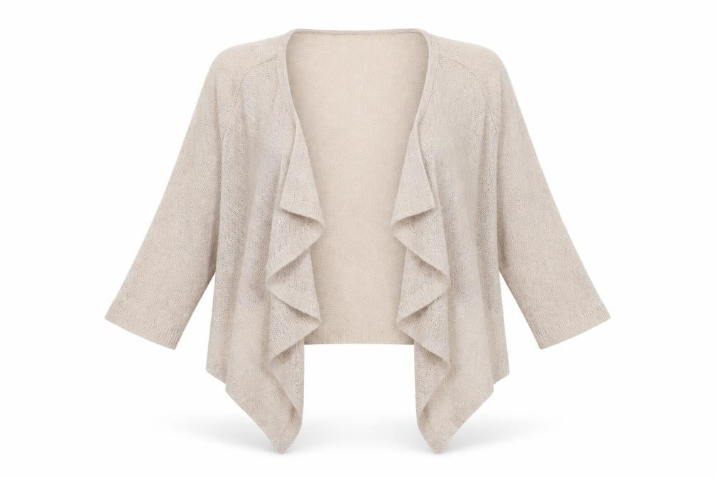 H&M Womens Beige V-Neck  Acrylic Cardigan Jumper Size S