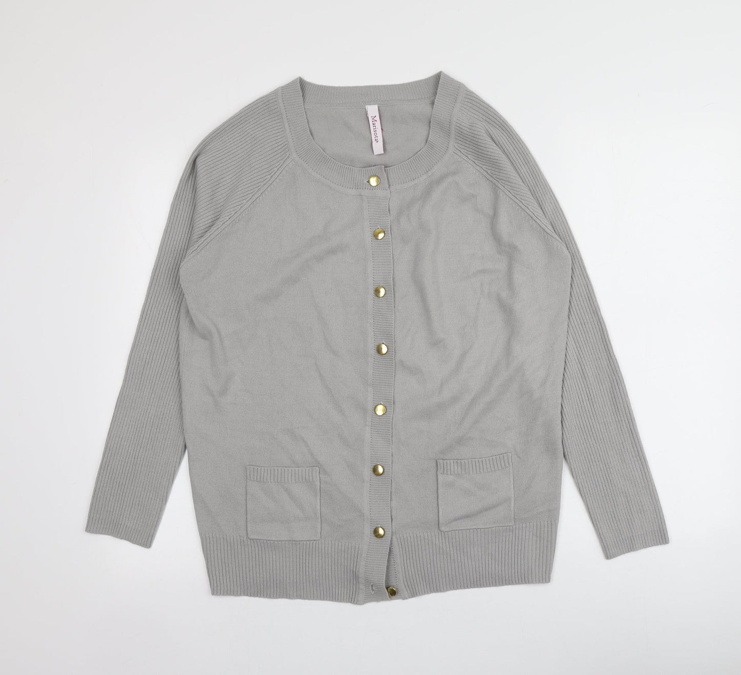 Marisota Womens Grey V-Neck  Acrylic Cardigan Jumper Size 12